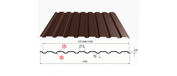 Профнастил коричневый оцинкованный  RAL 8017 С-20 купить недорого в Щербинке