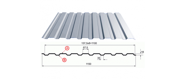 Профнастил оцинкованный С-20 1100x3000 купить недорого в Щербинке